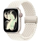 OMECKY Magnetic Braided Loop Band Compatible with Apple Watch Series 11 10 42mm 9 8 7 6 5 4 40mm 41mm for Women Men, Stretchy Nylon Elastic Sport Strap for iWatch SE 1/2/3, Starlight