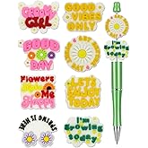 8Pcs Silicone Focal Beads for Pens – Premium Soft, Durable Beads for Custom Pen Making, DIY Craft Projects, and Personalization – Assorted Colors and Designs (Daisy)