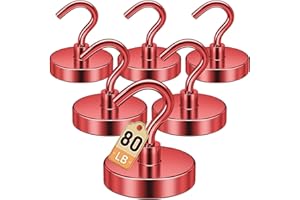 DURMATE Magnetic Hooks, Magnetic Key Holder, Strong Magnet Hooks for Ship Cabin, Cruise Essentials, 80lbs Red Fridge Magnets for Hanging, Camper Accessories, Wall, Locker Accessories