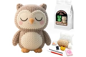 bulingbuling Glow in The Dark Owl Crochet Kit, Crochet Starter Kit Crochet Owls Kits Great Birthday Gifts for Adults and Youn