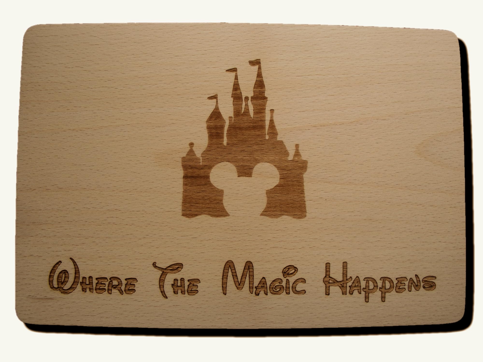 Disney Castle Mickey Mouse Chopping Board Laser Engraved Gift (Premium Hardwood 30x20x1.5 cm)