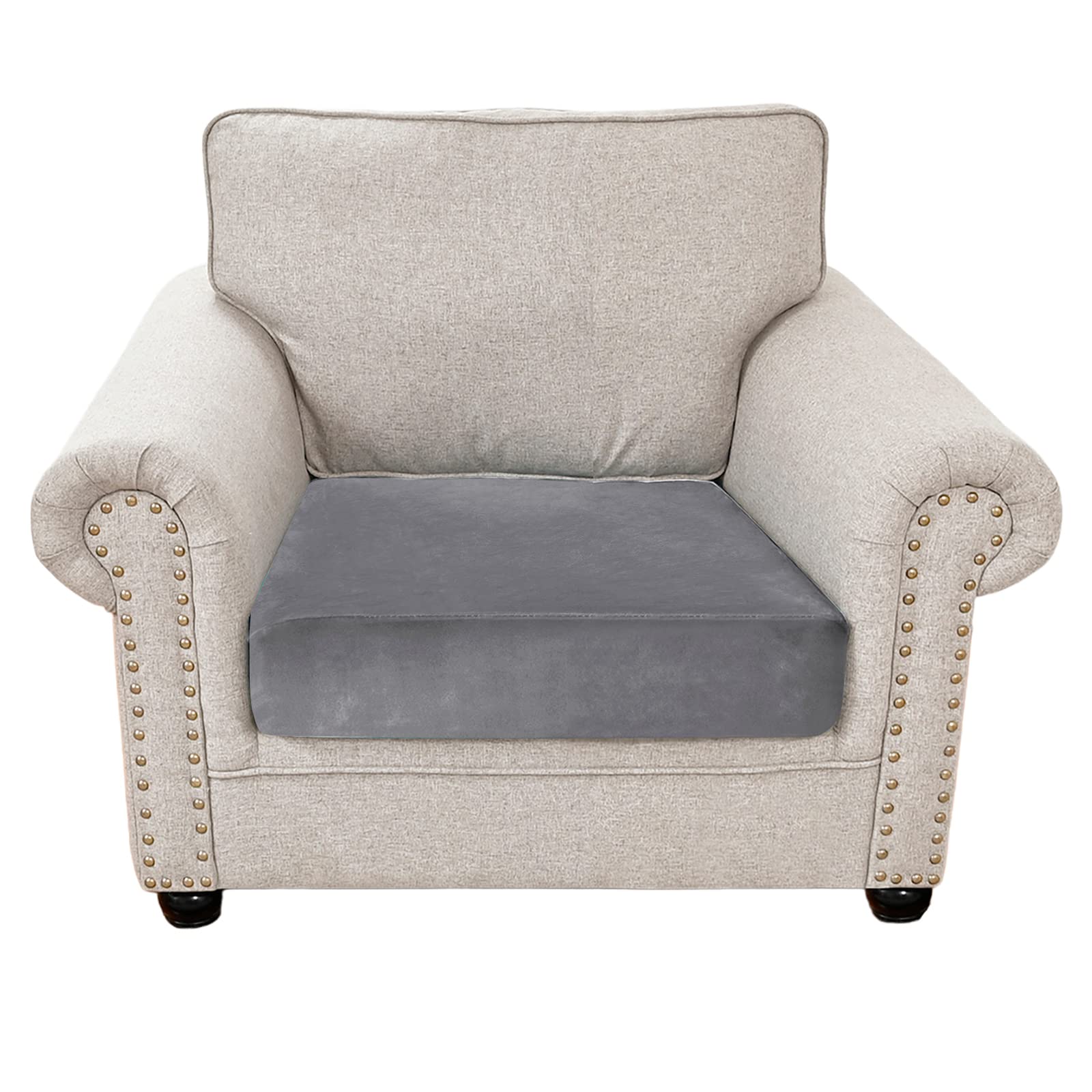 Velvet Sofa Seat Cushion Cover, 1/2/3/4 Seaters L-Shaped Couch Seat Slipcover, Furniture Protector Cover Separated (Gray,1 Seater)