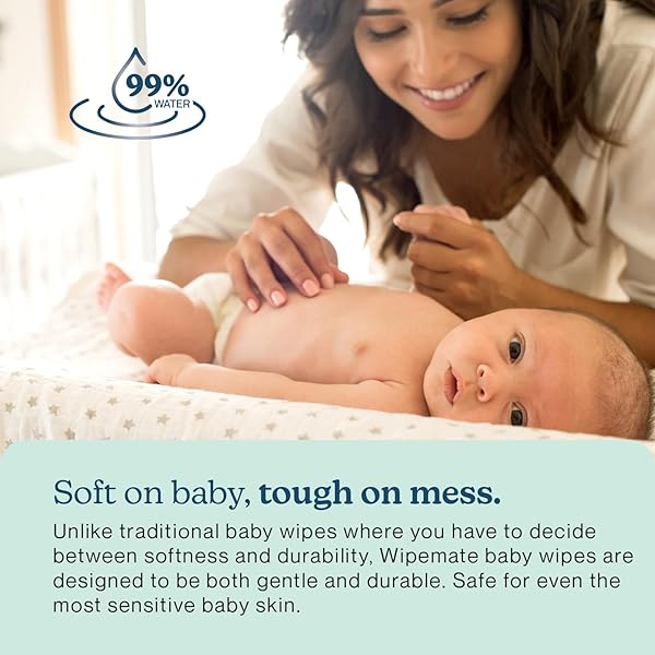 WIPEMATE EWG-VERIFIED PREMIUM UNSCENTED BABY WIPES, 99% WATER-BASED, PLASTIC-FREE, ULTRA-SOFT PLANT-BASED WIPE, CHLORINE & ALCOHOL-FREE, PH-BALANCED, HYPOALLERGENIC, DURABLE FLIP-TOP LID (240-CT)