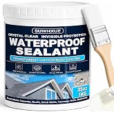 Clear Waterproof Sealant, SUWHXUE 35oz/1KG Water-Based Transparent Waterproof Leak Repair Coating, Invisible Flexible Sealant for Concrete Walls Wood Metal Roof Water Sealer Indoor &amp; Outdoor