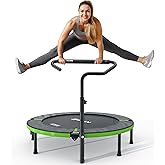 BCAN 48" Foldable Mini Trampoline, Rebounder Trampoline for Adults, Adjustable Foam Handle, Exercise Rebounder for Adults Indoor/Garden Workout, Max Load 440lbs