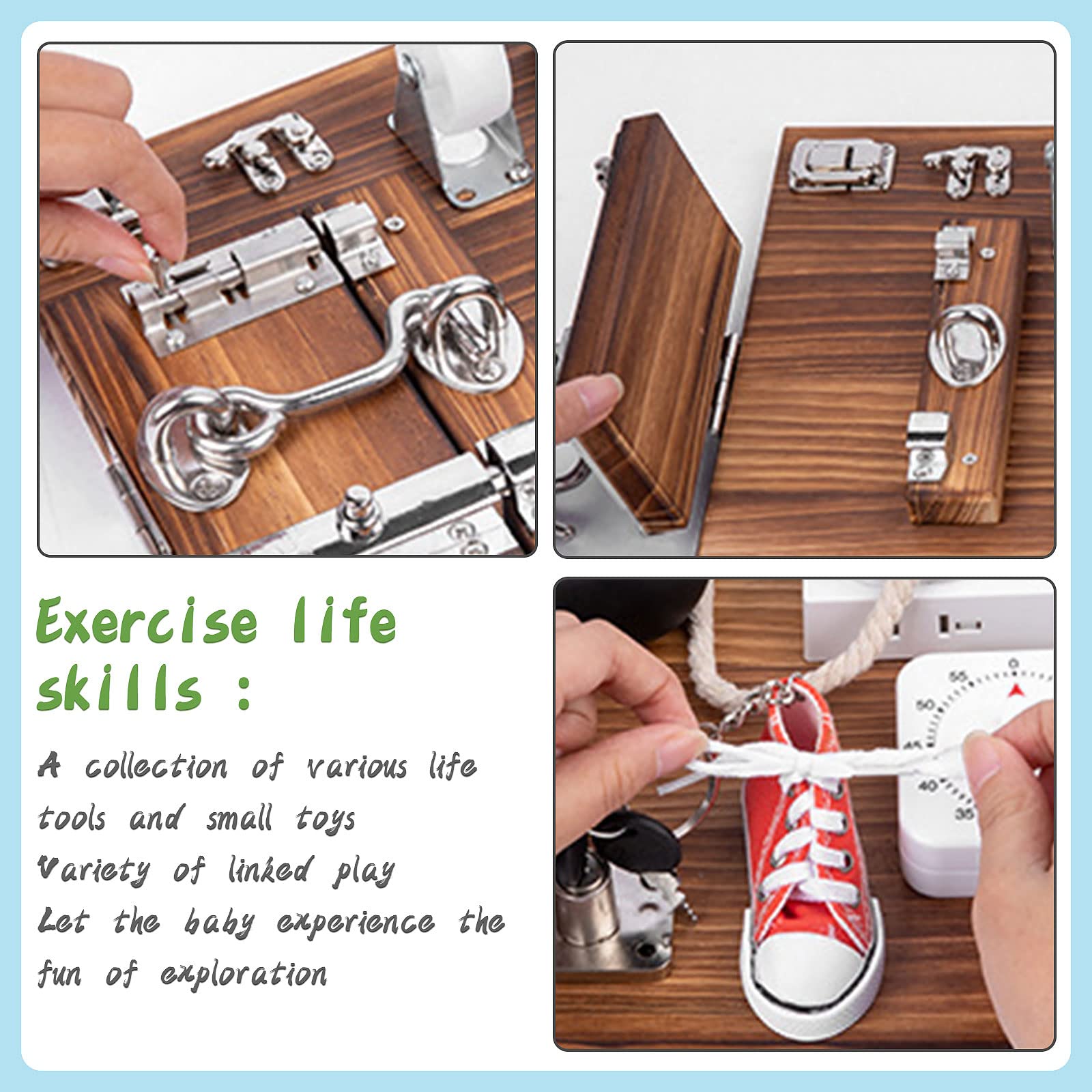 20-in-1 Busy Board for Toddlers - Travel Toy Activity Board for Fine Motor Skills - Toys for 3 Years Old Kids With Switch, Locks, Shoe Laces, Music Box