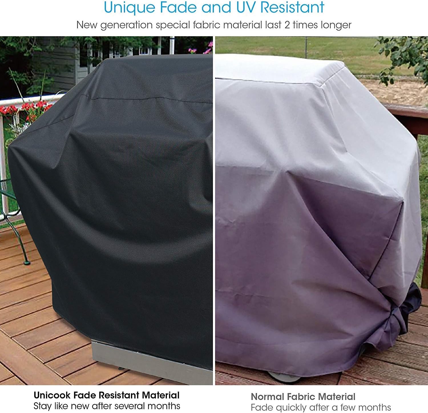 Unicook Heavy Duty Waterproof Barbecue Gas Grill Cover, 55-inch BBQ Cover, Special Fade and UV Resistant Material, Durable and Convenient, Fits Weber Char-Broil Nexgrill Brinkmann Grills and More : Garden & Outdoor