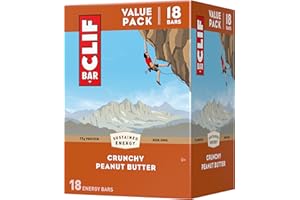 CLIF BAR - Crunchy Peanut Butter - Made with Organic Oats - 11g Protein - Non-GMO - Plant Based - Energy Bars - 2.4 oz. (18 Pack)