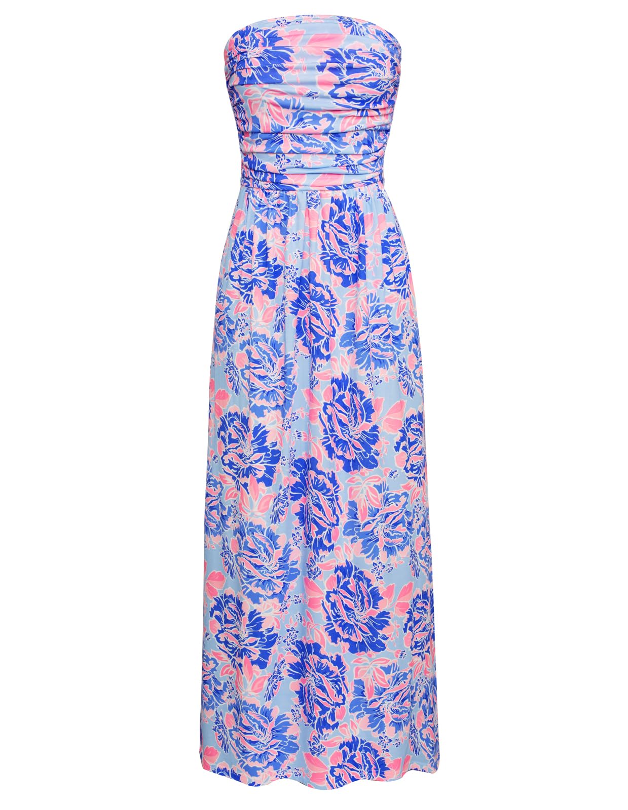 GRACE KARIN Women's 2024 Summer Bohemian Floral Printed Strapless Beach Party Long Maxi Dress Image