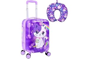 Lightweight Hardshell Spinner Suitcase Set for Kids 2PCS with Wheels - Airplane Approved Carry-On Luggage for Girls& Children