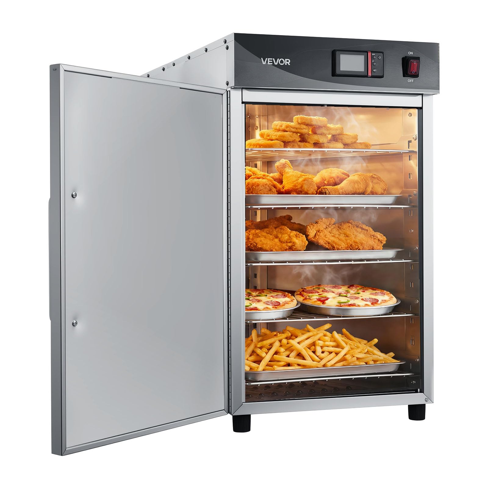 Photo 1 of ***DAMAGED - SEE NOTES/PICTURES*** VEVOR Electric Hot Box Food Warmer, 5-Tier Commercial Warming Cabinet with Water Tray, Single-Door and Adjustable Shelves, Stainless Steel Food Warmer Cabinet, for Restaurant, Kitchen, Pizza, Chicken