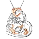 Shusukue Mom Jewelry Gifts 925 Sterling Silver Mama Bear/Dinosaur/Cat/Bird/Chicken Necklace with 1 2 3 4 5 Cubs for Women Mother Wife Grandma