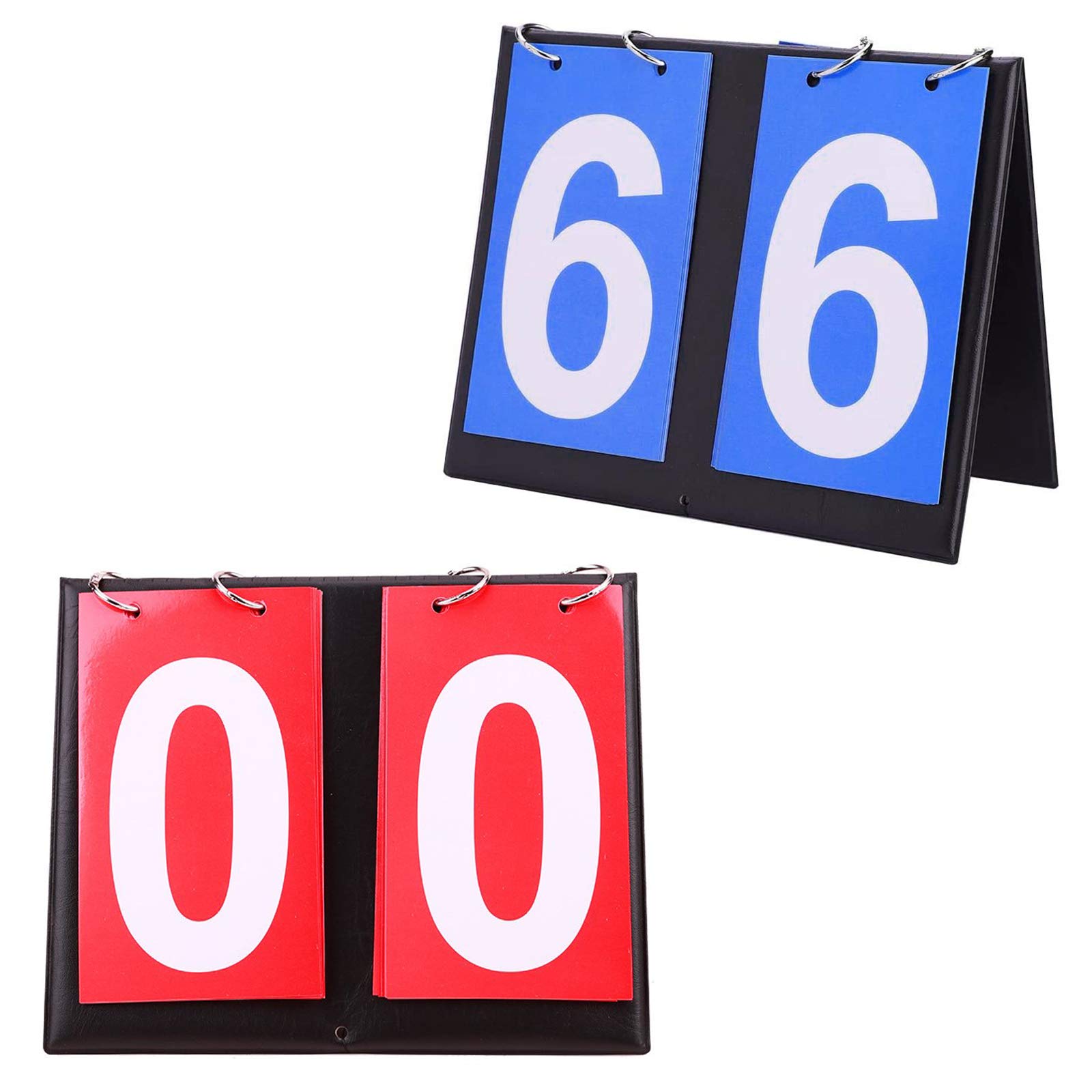 Sports Scoreboard,2 pcs Portable Flip Scoreboard,Volleyball Basketball Tennis Table Tennis Scoreboards,Score board Score Keeper Scoring Tool,00-99(Blue and Red)