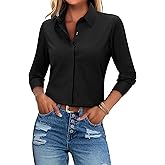 siliteelon Button Down Shirts for Women Dress Shirt Long Sleeve Blouses Stretch Fitted Wrinkle Free Collared Work Tops