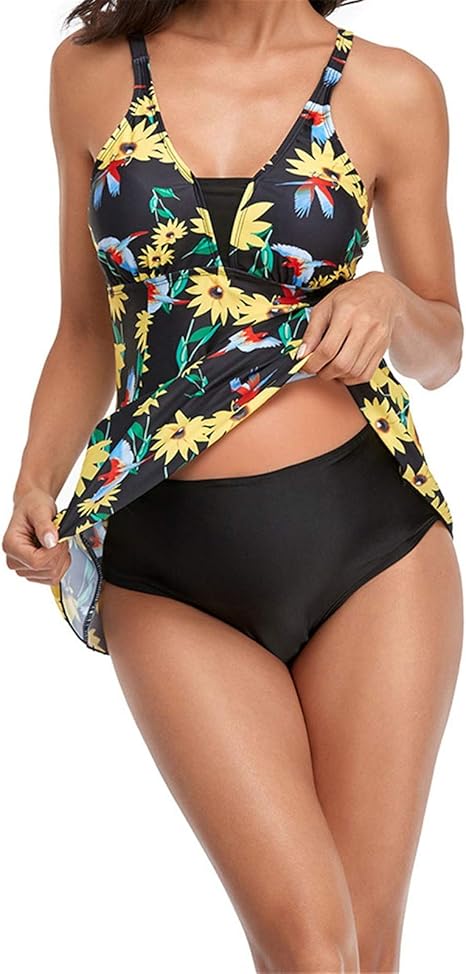 Amazon Co Jp レディース 水着 ワンピース 女性 セクシー シャム水着 女性用 水着 2ピースタンキニ水着 女性2個のピース 秋の水着夏の水泳衣装調節可能なストラップトップハイウエスト水着底ビーチウェア水着スーツ 水着2ピースレディースタンキニスイミング