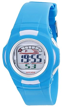 TIME UP Digital LCD Display Grey Dial Multi-function Watch For Kids-MR-8522-SKY BLUE