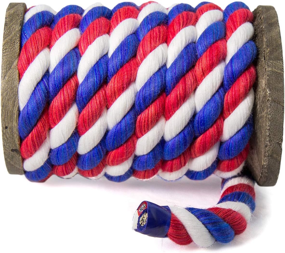 FMS Ravenox Natural Twisted Cotton Rope | (Red, Snow White & Royal Blue)(1/2" x 10') | Made in The USA | Strong Triple-Strand Rope for Sport, Decor, Pet Toys, Crafts, Macrame & Indoor Outdoor Use: Home & Kitchen