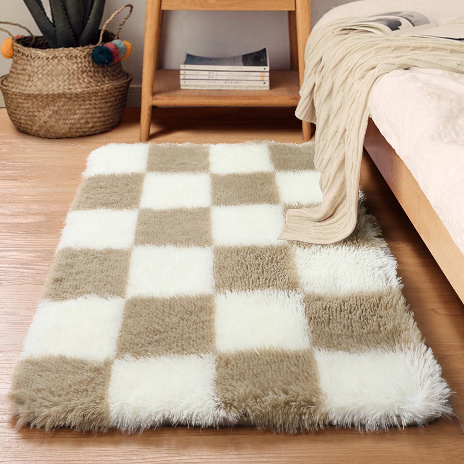 KICMOR Small Beige and Cream White Area Rugs for Bedroom, 2x3 Fluffy ...