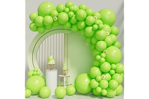 DBKL Lime Green Balloons 100pcs Green Balloon Garland Arch Kit 5/10/12/18 Inch Different Sizes Lime Green Matte Latex Balloon for Birthday Dinosaur Baby Shower Decorations Halloween Balloon Fruit Green