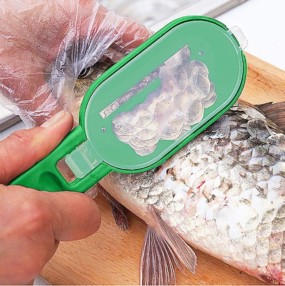Fish Scale Scraper, New Practical Fish Scale Remover Scaler Scraper Cleaner Planing Kitchen Tool Peeler (Green)
