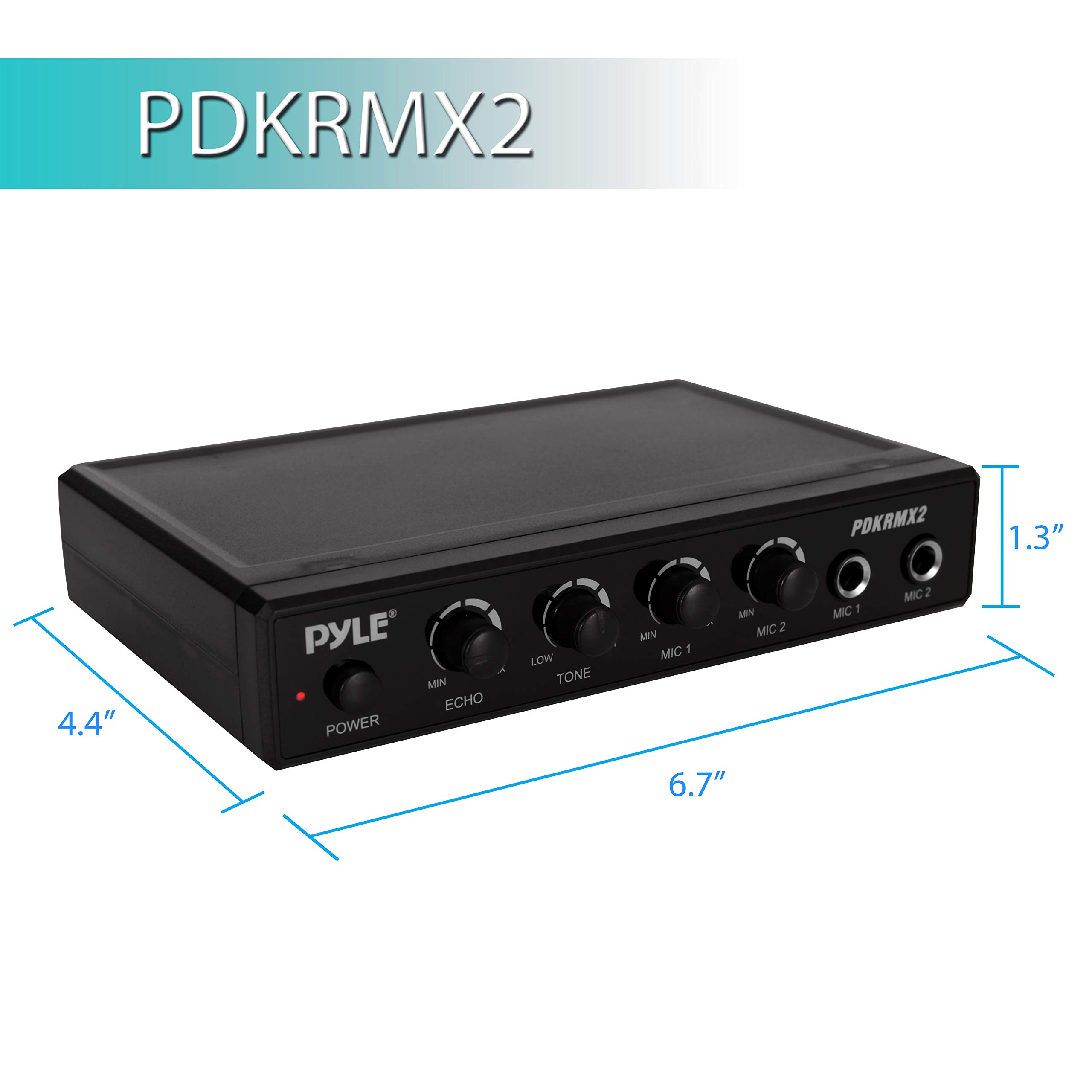 Pyle Portable Microphone Mixer Karaoke System with Dual Mic Support, 3