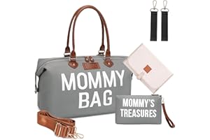 DOFASAYI Mommy Bag for Hospital, Diaper Bag Tote with Changing Pad,Hospital Bags for Labor and Delivery, Large Travel Tote Bag for Boys, Girls, Gray Green