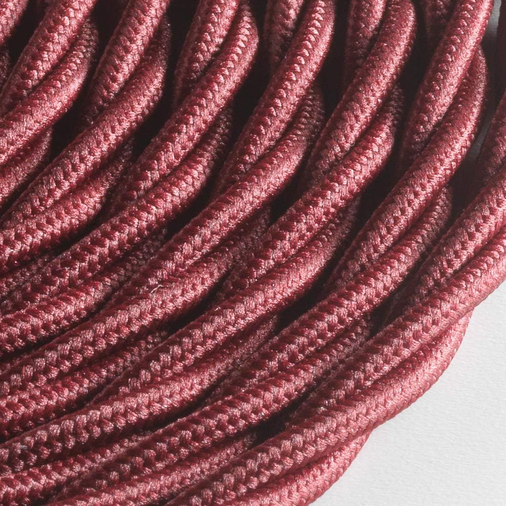 LUMIÈRE Braided Fabric Cable for Lighting 3 x 0.75 mm Bordeaux Red 3 m Maximum Anti-Shock Safety! - Image 3