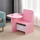 Rainbow Tree Wooden Kids Table & Chair Set with Storage - Pink, Ages 3-6 view 2