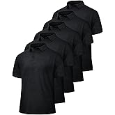 BOOJO 5 Pack Polo Shirts for Men - Quick Dry Moisture Wicking Performance Short Sleeve Mens Golf Shirts for Work Athletic