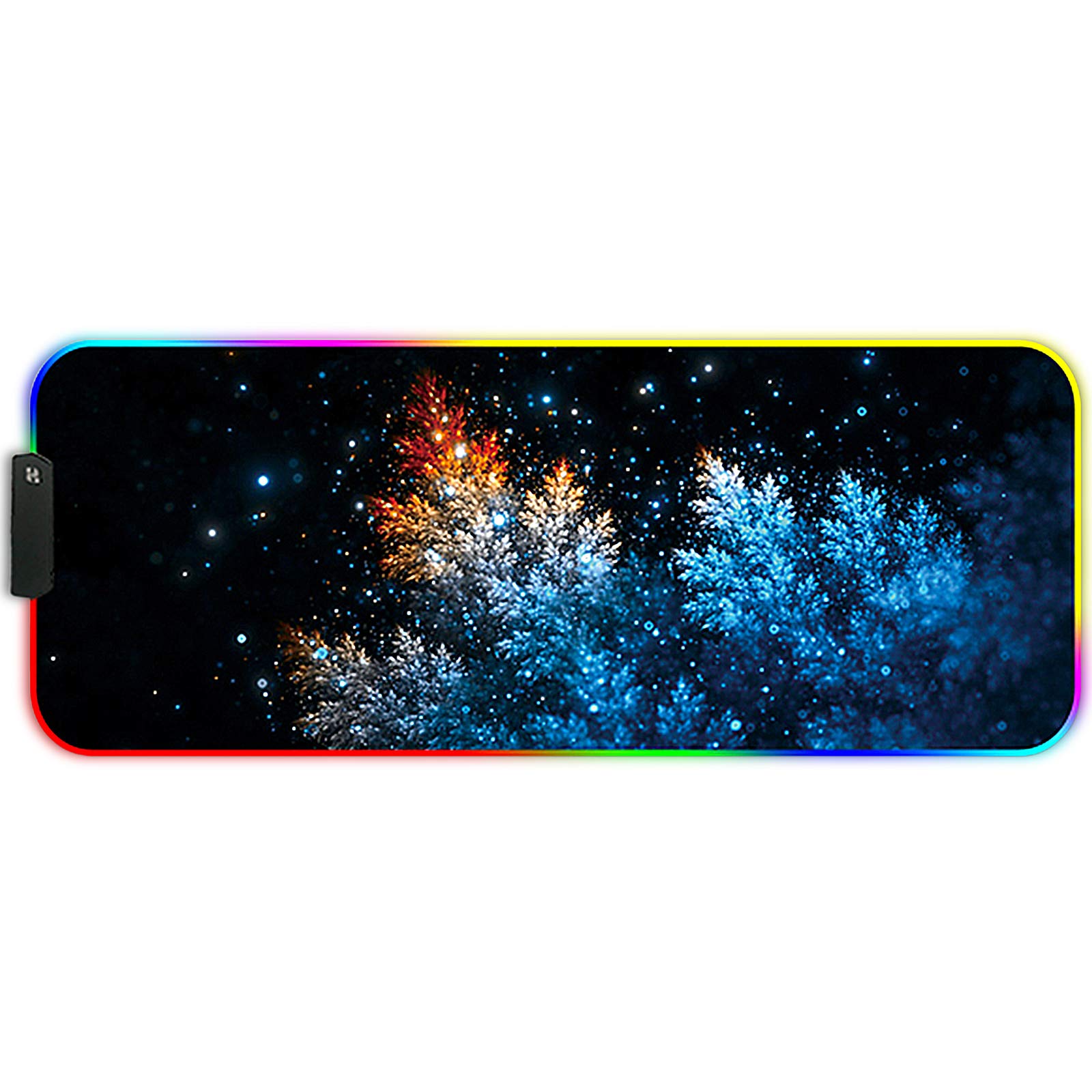 DORRISO Large RGB Gaming Mouse Mat Pads 800x300x4mm Led Mousepad Soft Computer Keyboard Mice Mat for MacBook, PC, Laptop, Desk Gaming Mouse Pads Silver