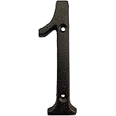 BetLight 5.5 Inch High Cast Iron House Number, Solid Home Address Numbers, Elegant Black Brown Finished, Easy Install With Ma