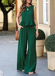 Dokotoo Womens 2 Piece Outfits Sleeveless Round