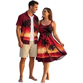 ROSE GAL Matchable Couples Hawaiian Men Shirt and Women Vintage Vintage Sleeveless Dress