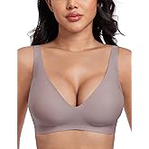 Uroagous Deep V Bras for Women No Underwire Seamless Bralettes for Women Wireless Plunge T Shirt Bra with Extender