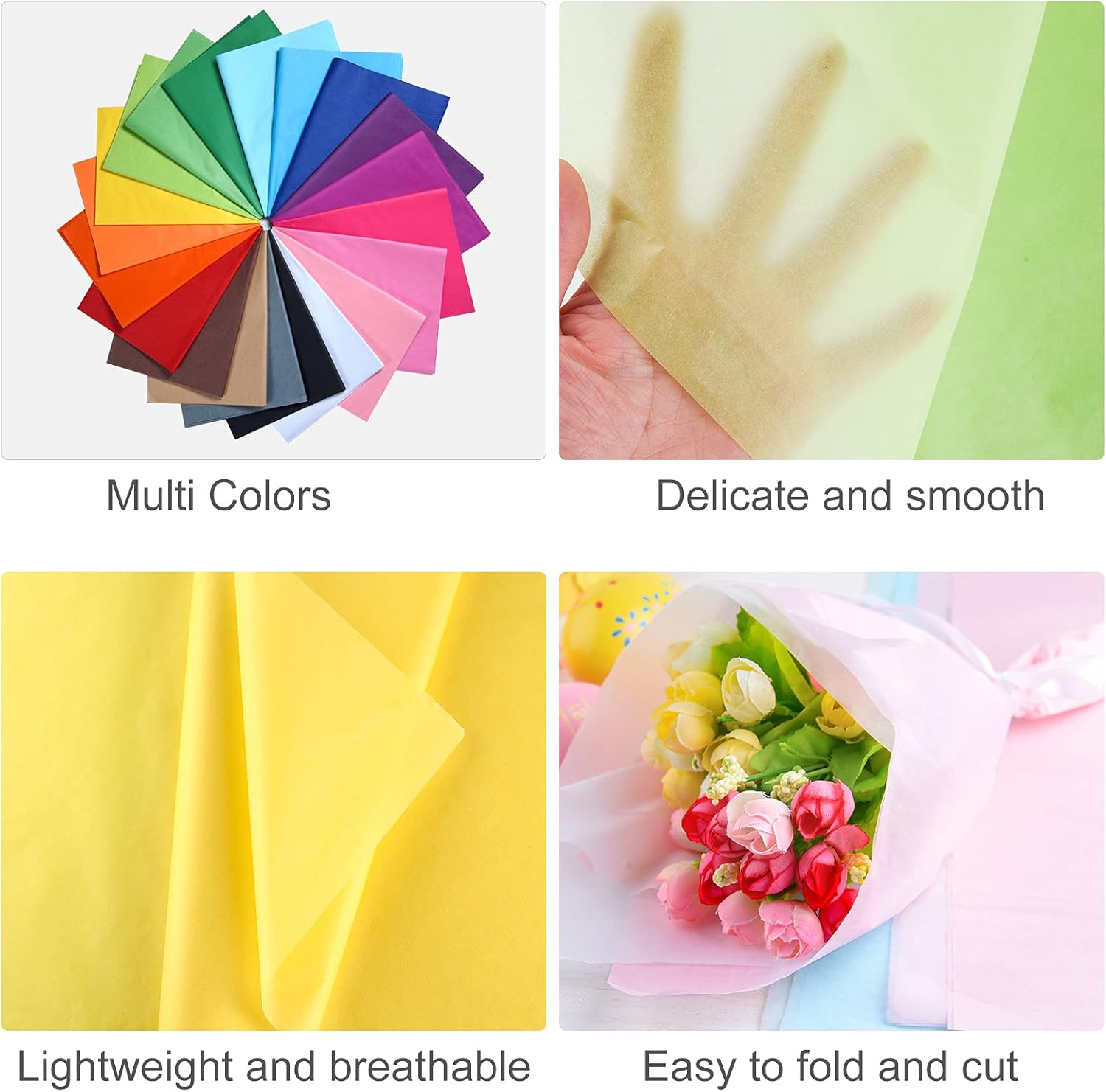MIAHART 60 Sheets Coloured Tissue Paper Bulk 20" x 14" Wrapping Tissue Paper 20 Assorted Colors Art Tissue Paper for Craft Floral Birthday Party Festival Gift Wrapping Decorative(60): Everything Else