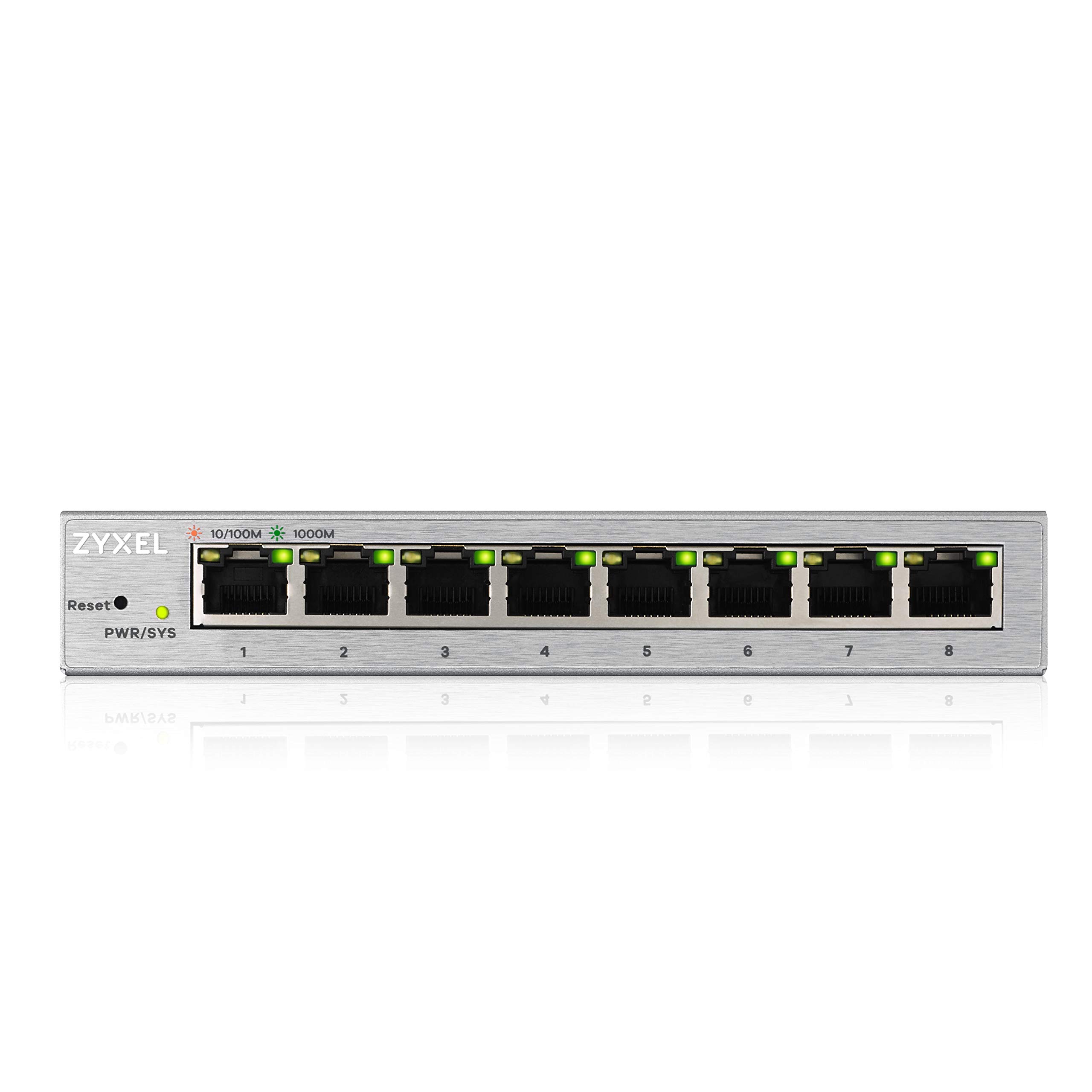 Zyxel 8-Port Gigabit Web Managed Switch | Plug & Play | VLAN, QoS, IGMP & LAG Unterstützt | Lüfterlos [GS1200-8]