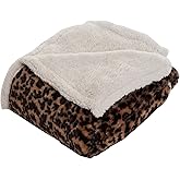 Sherpa Fleece Throw Blanket - 50x60-Inch Machine-Washable Reversible Throw - Fluffy Blankets for Couch, Chair, or Bed by Lavish Home (Leopard)