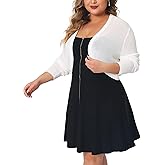 Agnes Orinda Plus Size Sweater Cardigan for Women Long Sleeve Open Front Bolero Cropped Shrug Cardigans