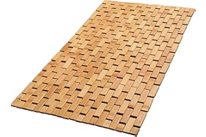 Bamboo Bath Mat, Non-Slip Foldable Shower Mat, Lightweight, for Bathroom, Sauna, Spa, Wooden, Eco-Friendly (16x24 Inch)