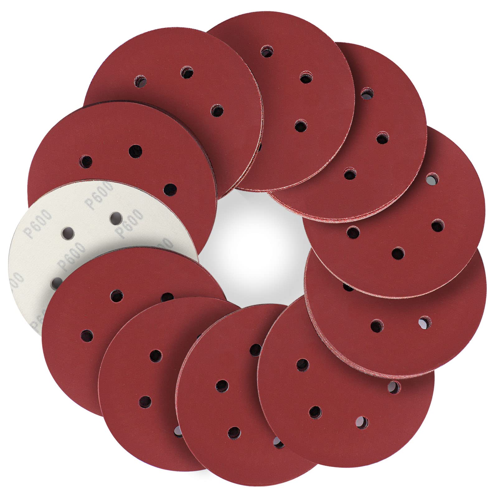 STEBRUAM 150mm Sanding Discs 600 Grits 50PCS,Hook and Loop Sandpaper Pads for 6 Inch 6 Hole Random Orbital Sander — image 1