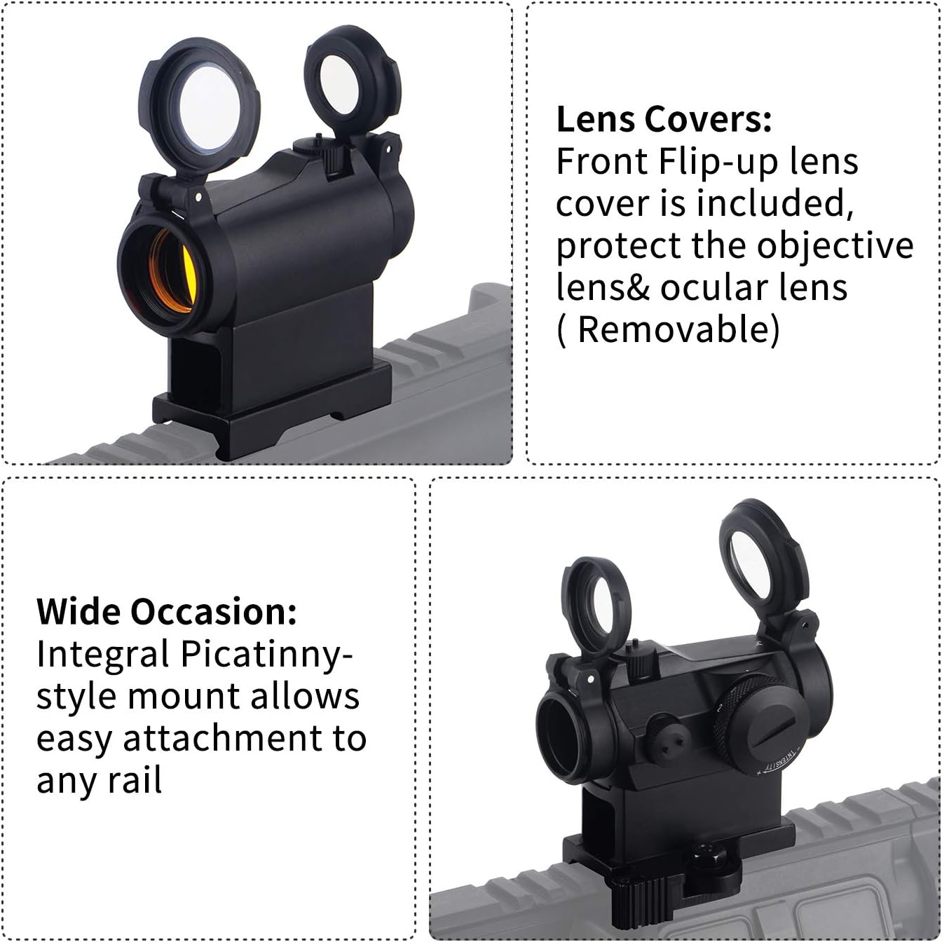 ToopMount Optical Scope Illuminated Red Dot Sight Telescope 1X24 mm Waterproof Aluminum Anti-Reflex Optical Coating Adjustable Scopes for Outdoor Sporting Games - Image 4