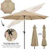 Yaheetech Garden Parasol Umbrella 3M Patio Table Umbrella Tan view 7