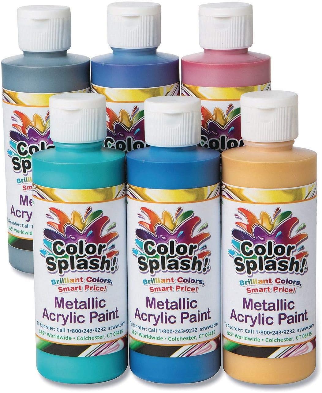 8-oz. Color Splash! Metallic Acrylic Paint Assortment (Set of 6)