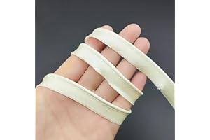 YOOGCORETT 16 Yards Ivory Polyester Satin Bias Piping Type, Maxi Piping Trim, Bias Type with Cord, Welting Cord, for Sewing Lip Cord Trim, Clothing Accessories,Upholstery Piping Trim12mm (1/2 Inch)