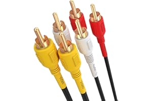 Cmple 3-RCA Combination Composite A/V Video/Audio Cable – 3 Feet, Black (1081-331-N)