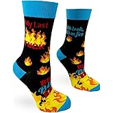 Fabdaz Sassy Ladies' Novelty Crew Socks My Last F Oh Look it's on Fire Burn Bitch Burn