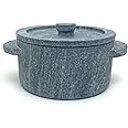 Cookstone 2.4 quarts soapstone casserole with stone handles | No coatings, just pure stone | Unique, durable and eco-friendly | Non-toxic and Non-stick