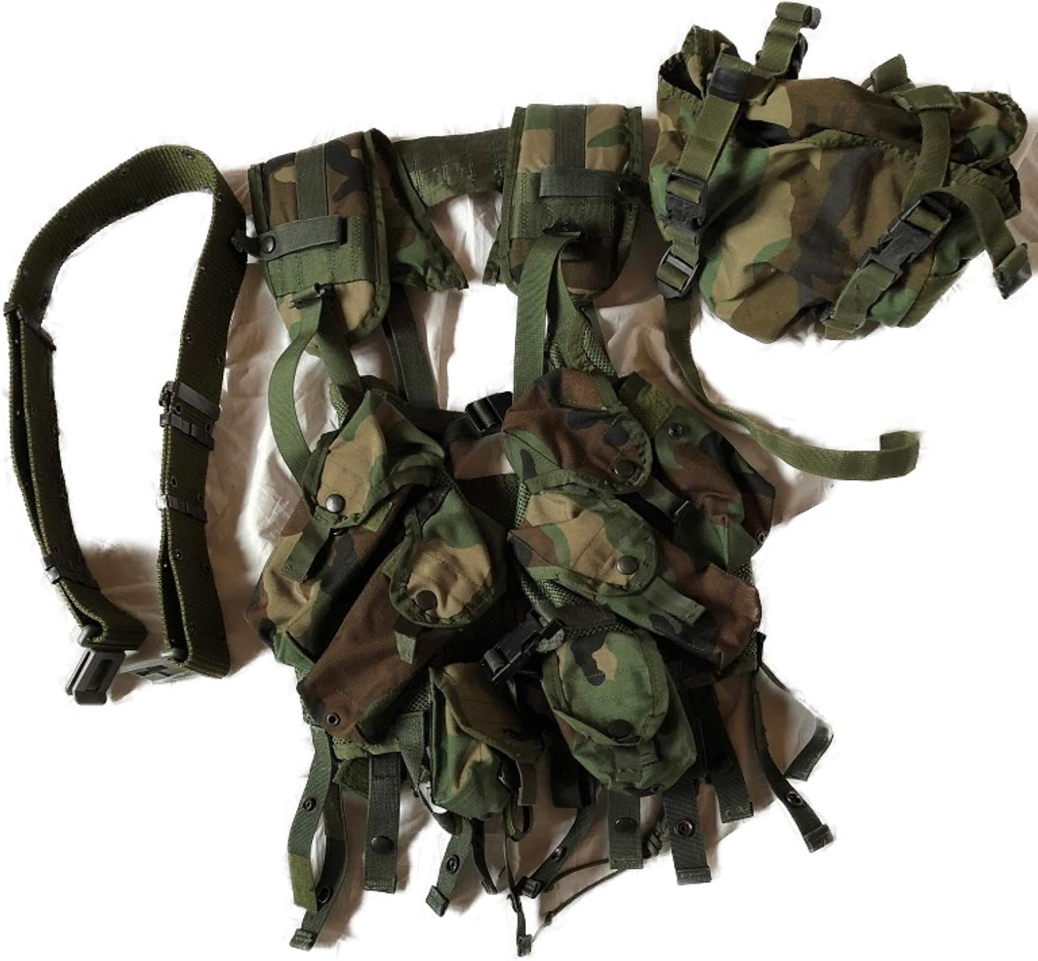 Amazon Com Us Load Bearing Enhanced Lbe Lbv Combat Vest W Large Pistol Belt Fanny Pack Sports Outdoors