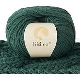 GISIMO 100% Merino Wool Yarn, 6-Ply Luxurious and Soft Yarn for Hand Knitting &amp; Crocheting, 1.76 OZ/50g, 127 yds/116 Meters (Green, 1 Ball)