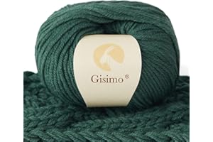 GISIMO 100% Merino Wool Yarn, 6-Ply Luxurious and Soft Yarn for Hand Knitting & Crocheting, 1.76 OZ/50g, 127 yds/116 Meters (Green, 1 Ball)